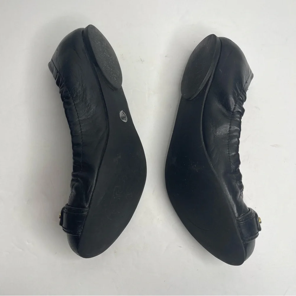 Tory Burch Black Ambrose Mestico Finni Leather Ballet Flat Size 5.5 Classic